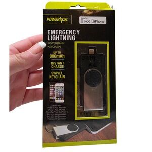 PowerXcel Emergency Lightning Powerbank Keychain 800mAh MFI Apple iPhone iPod